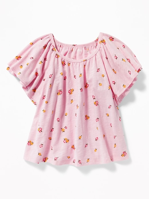 View large product image 1 of 3. Ruffle-Sleeve A-Line Top for Girls