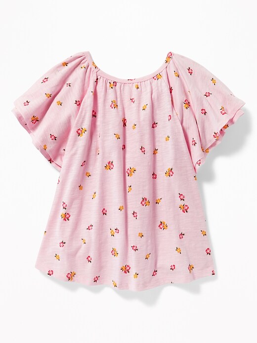 View large product image 2 of 3. Ruffle-Sleeve A-Line Top for Girls