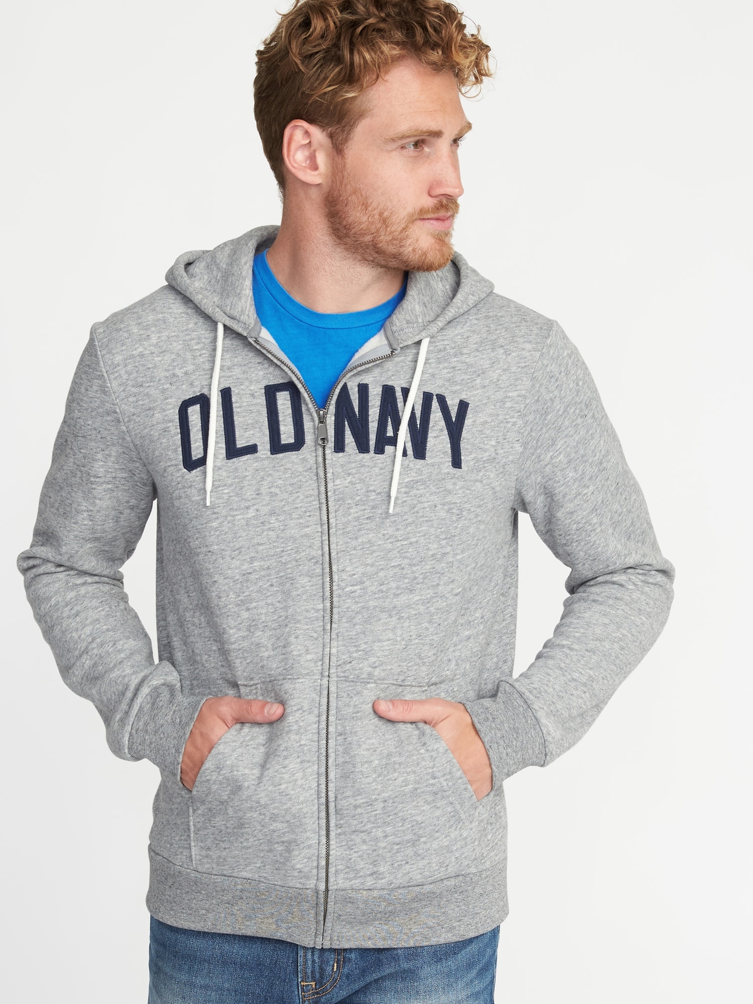 Full Zip Logo Hoodie for Men Old Navy