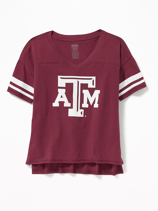 View large product image 1 of 1. College Team Sleeve-Stripe Tee for Girls