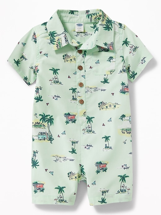 View large product image 1 of 2. Vacation-Print Poplin One-Piece For Baby