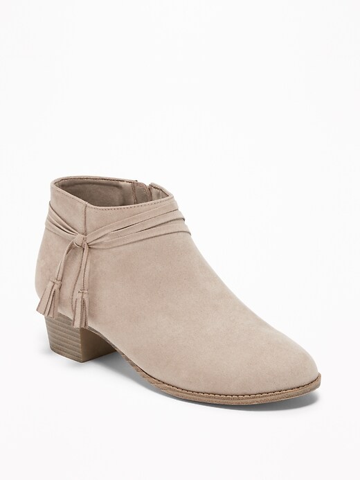 View large product image 1 of 3. Faux-Suede Strappy Ankle Boots for Girls