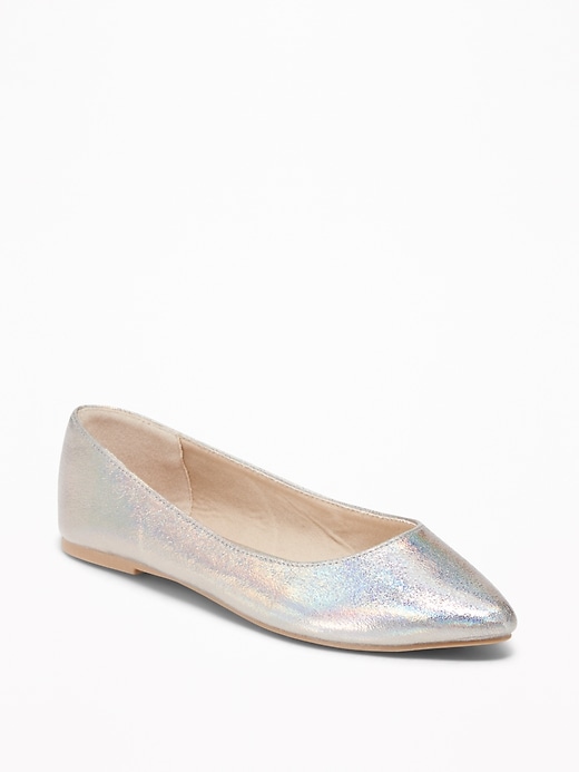 Image number 1 showing, Metallic Pointy Ballet Flats
