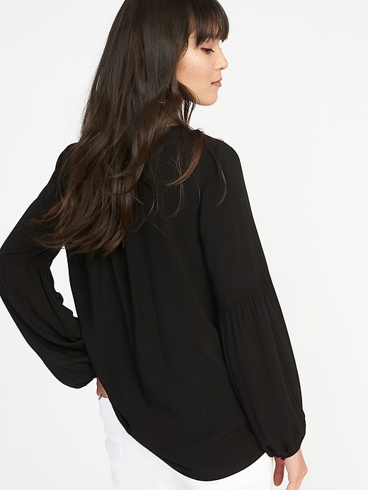 Image number 2 showing, Relaxed Split-Neck Blouse for Women