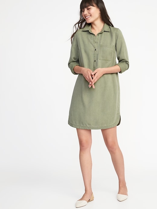 Image number 1 showing, Tencel&#174 Shirt Dress for Women