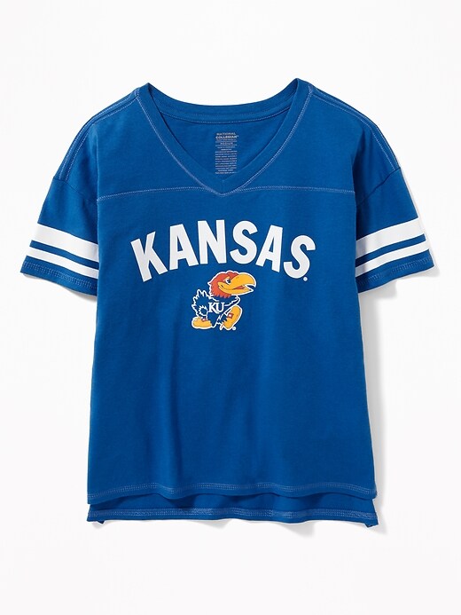 View large product image 1 of 1. College Team Sleeve-Stripe Tee for Girls
