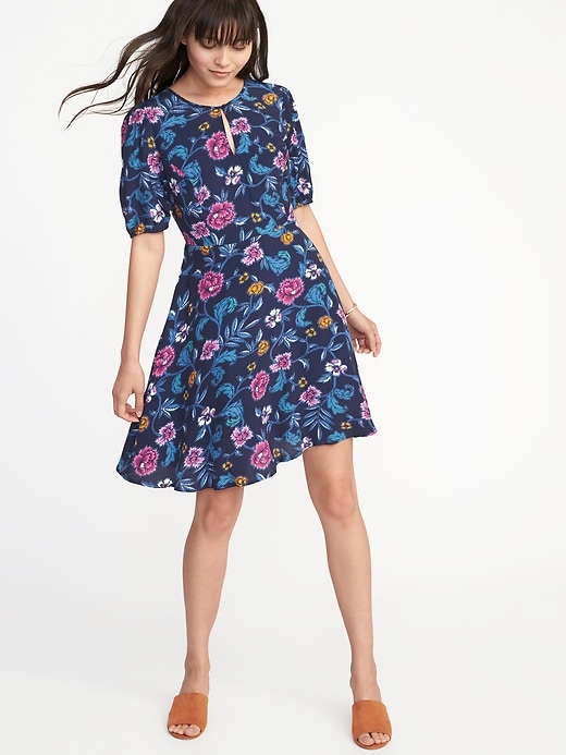 Fit & Flare Crepe Dress for Women | Old Navy