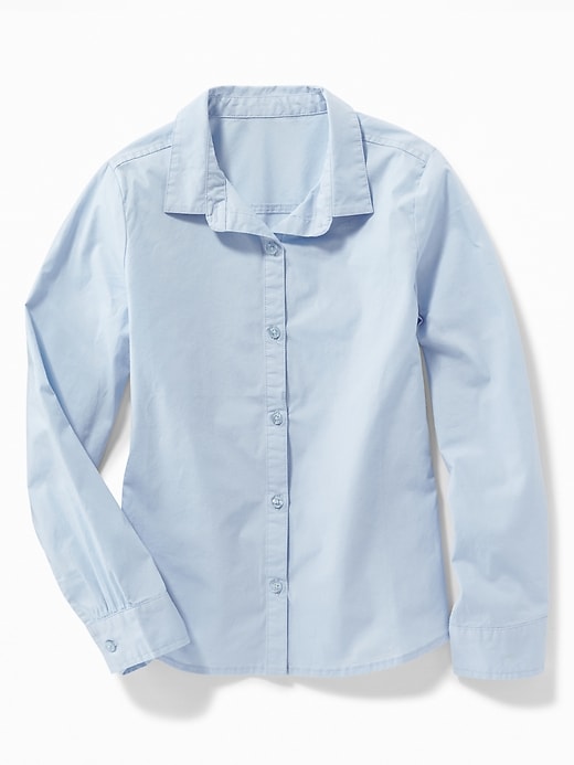 View large product image 1 of 1. Stretch-Poplin Uniform Shirt for Girls