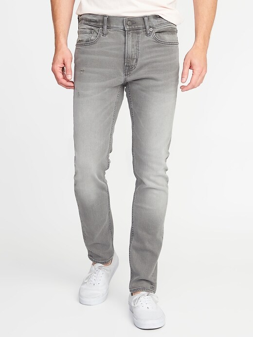 View large product image 1 of 2. Skinny Built-In Flex Distressed Gray Jeans