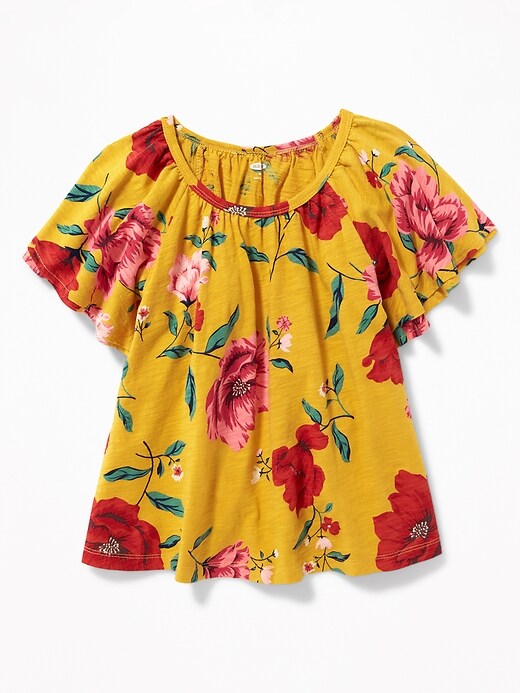 View large product image 1 of 1. Ruffle-Sleeve A-Line Top for Girls