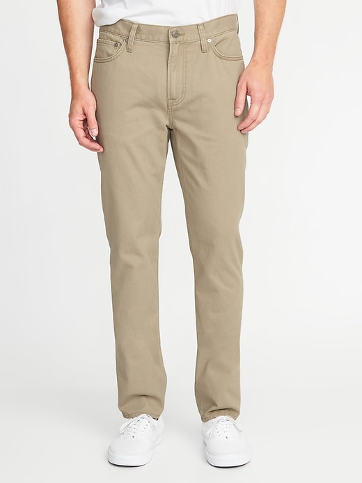 Straight Five-Pocket Twill Pants for Men
