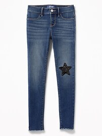 View large product image 3 of 3. Star-Patch Raw-Edge Rockstar Jeggings for Girls