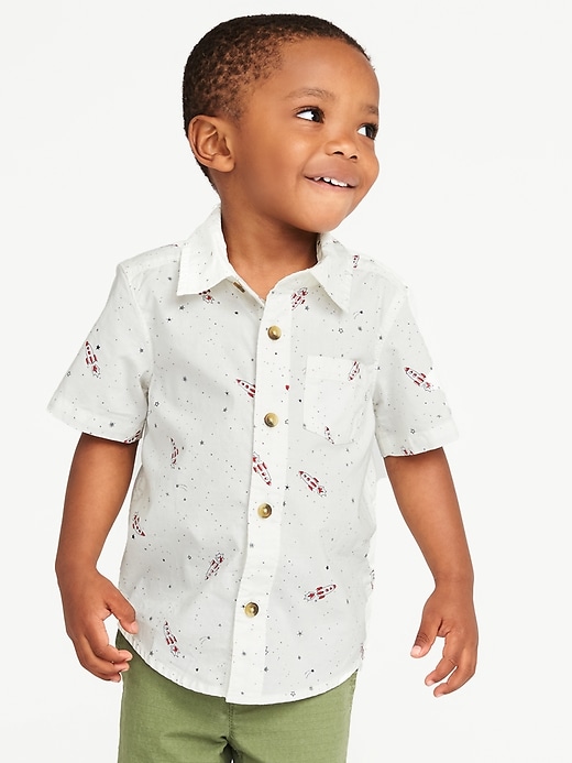 View large product image 1 of 1. Printed Poplin Shirt for Toddler Boys