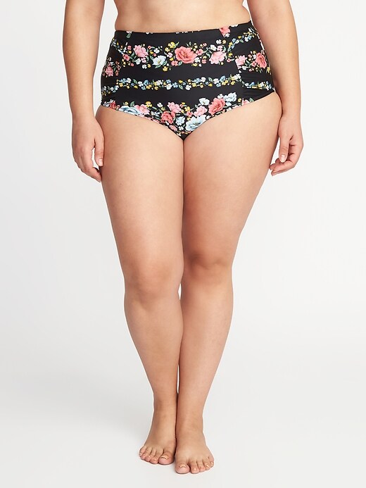View large product image 1 of 1. High-Waisted Secret-Slim Plus-Size Swim Bottoms