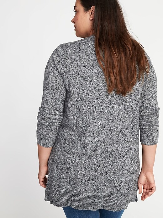 Image number 2 showing, Marled Long-Line Open-Front Plus-Size Sweater