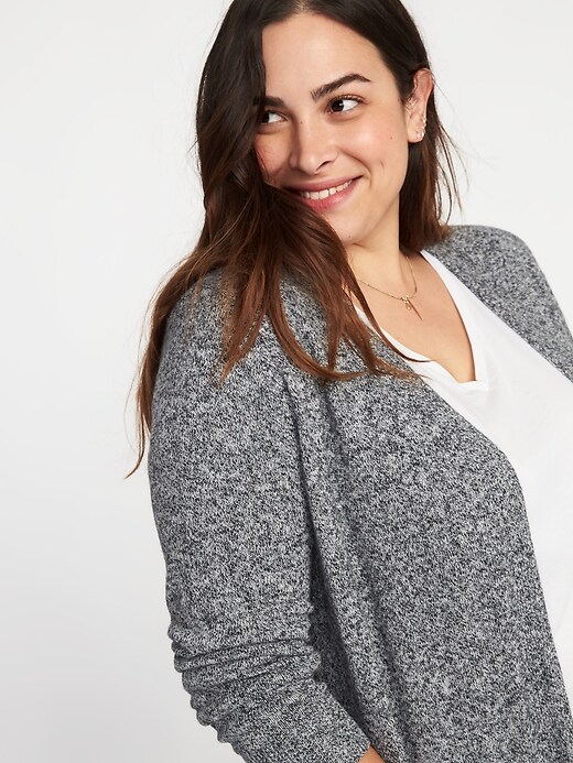 Image number 4 showing, Marled Long-Line Open-Front Plus-Size Sweater