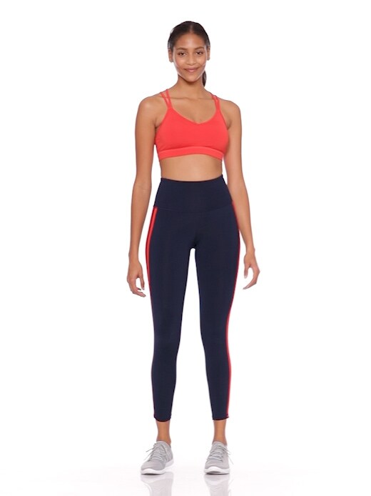 High-Rise Elevate Side-Stripe 7/8-Length Compression Leggings for Women