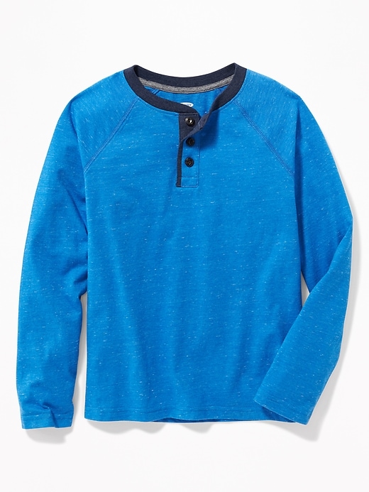 View large product image 1 of 1. Jersey Raglan-Sleeve Henley For Boys