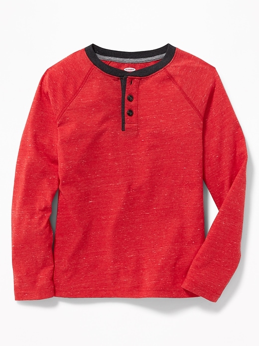 View large product image 1 of 1. Jersey Raglan-Sleeve Henley For Boys