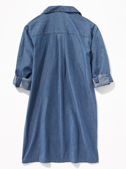 View large product image 2 of 3. Indigo Utility Pullover Shirt Dress for Girls