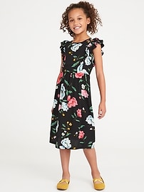 View large product image 3 of 3. Floral-Print Flutter-Sleeve Midi for Girls