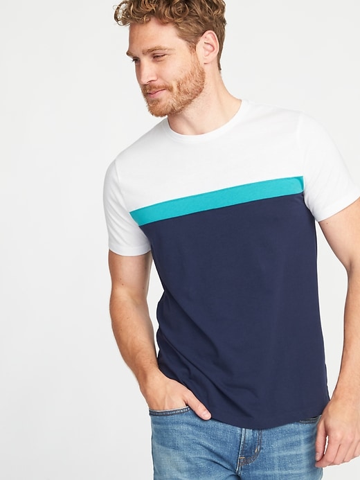Soft-Washed Color-Block Crew-Neck Tee for Men | Old Navy