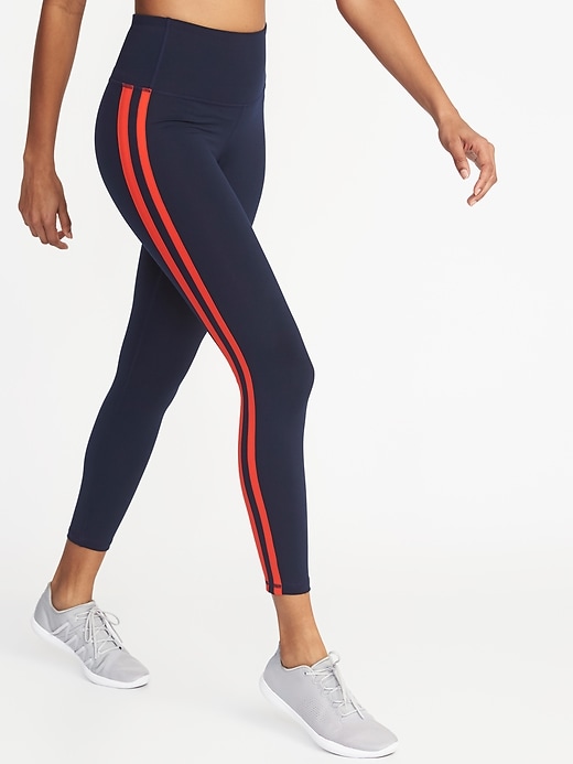 View large product image 1 of 3. High-Rise Elevate Side-Stripe 7/8-Length Compression Leggings for Women