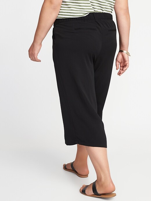 View large product image 2 of 3. Mid-Rise Plus-Size Pull-On Soft Culottes