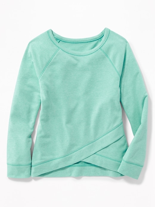 View large product image 1 of 1. Relaxed French-Terry Cross-Front Sweatshirt for Girls