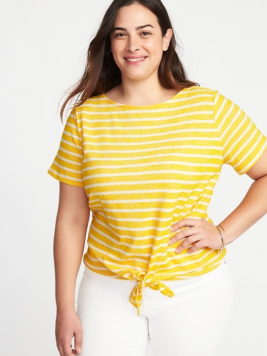 Image number 1 showing, Relaxed Plus-Size Tie-Hem Top