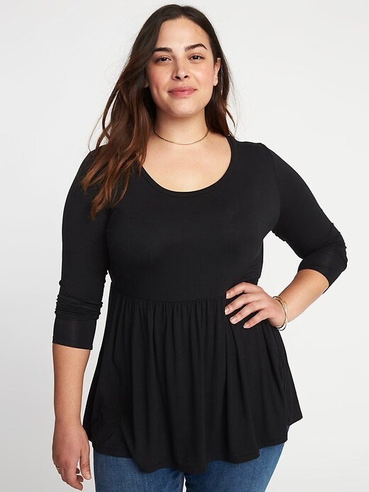 View large product image 1 of 1. Luxe Plus-Size Peplum-Hem Top