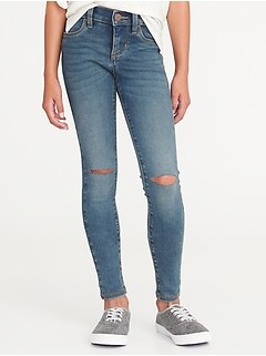 knee cut jeans girl