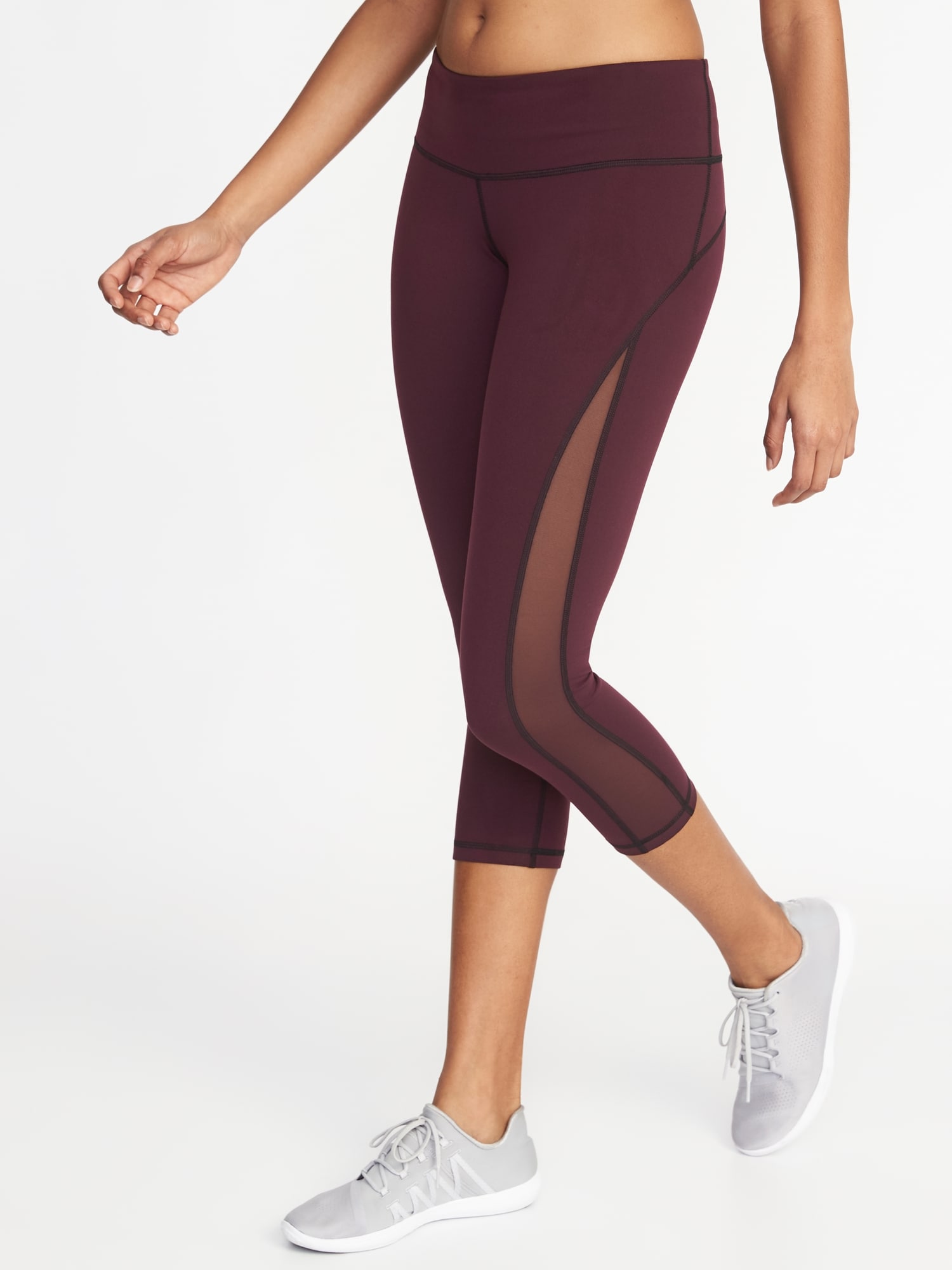 Mid Rise Side Mesh Elevate Compression Crops Old Navy