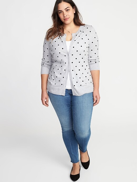 Image number 3 showing, Embroidered Polka-Dot Plus-Size Cardi