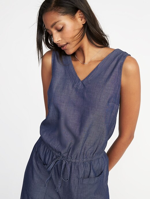 Image number 3 showing, Waist-Defined Sleeveless Utility Jumpsuit for Women