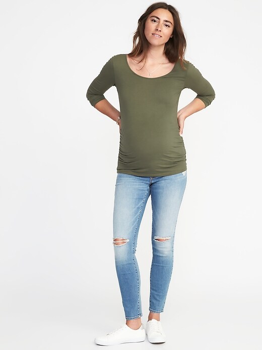 Image number 3 showing, Maternity Fitted Ballet-Neck Tee