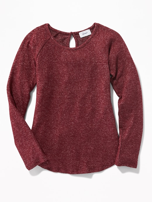 View large product image 1 of 3. Plush-Knit Raglan-Sleeve A-Line Top for Girls