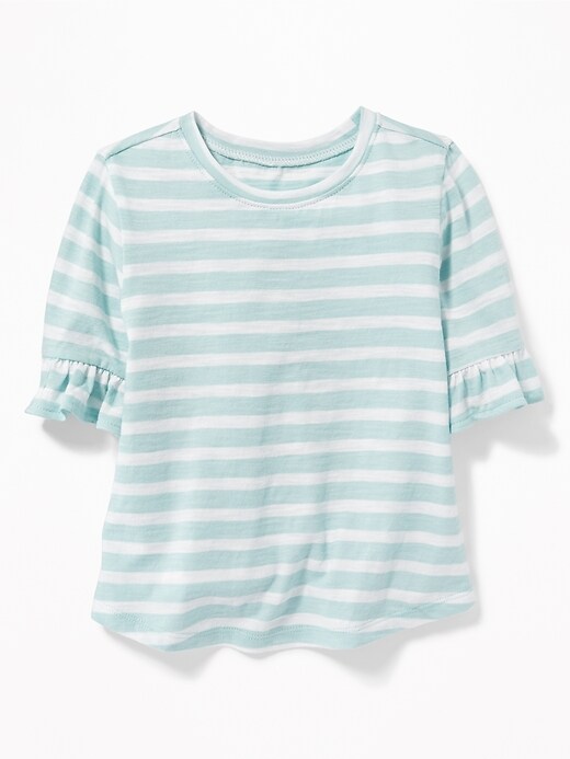 View large product image 1 of 1. Ruffle-Sleeve Football-Style Top for Toddler Girls