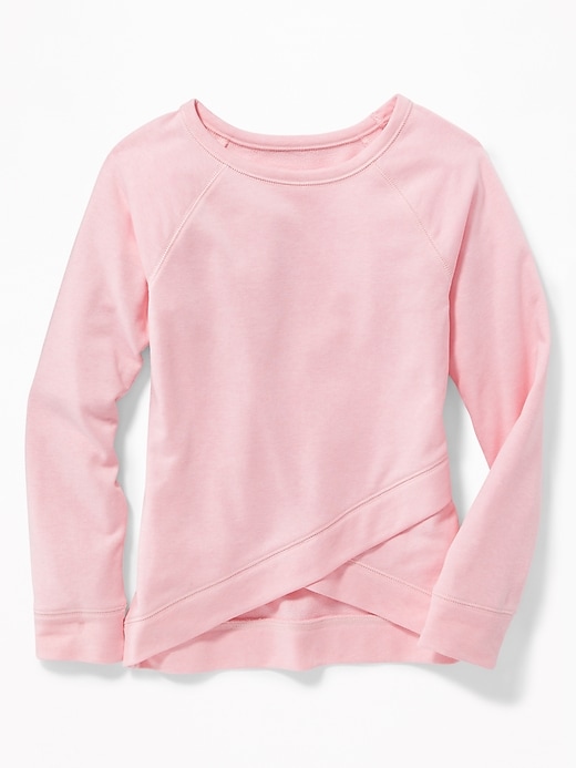 View large product image 1 of 2. Relaxed French-Terry Cross-Front Sweatshirt for Girls