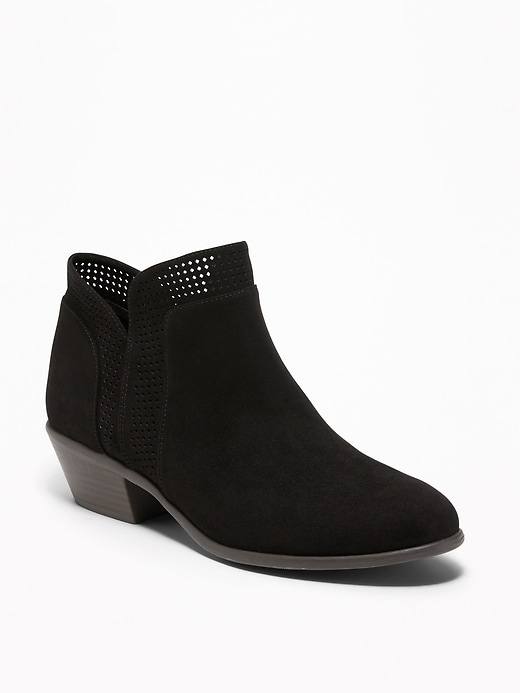 Image number 1 showing, Perforated Faux-Suede Ankle Boots for Women