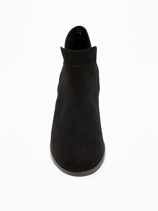Image number 3 showing, Perforated Faux-Suede Ankle Boots for Women
