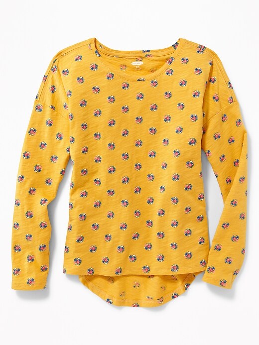 View large product image 1 of 3. Slub-Knit Floral Softest Tee for Girls