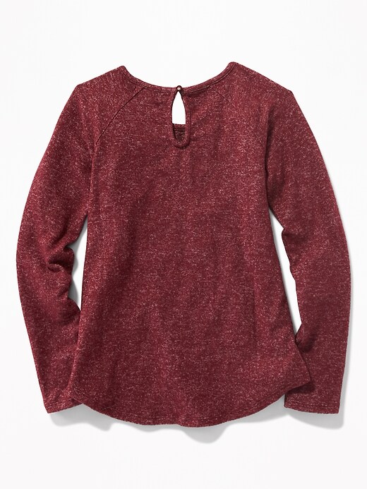 View large product image 2 of 3. Plush-Knit Raglan-Sleeve A-Line Top for Girls