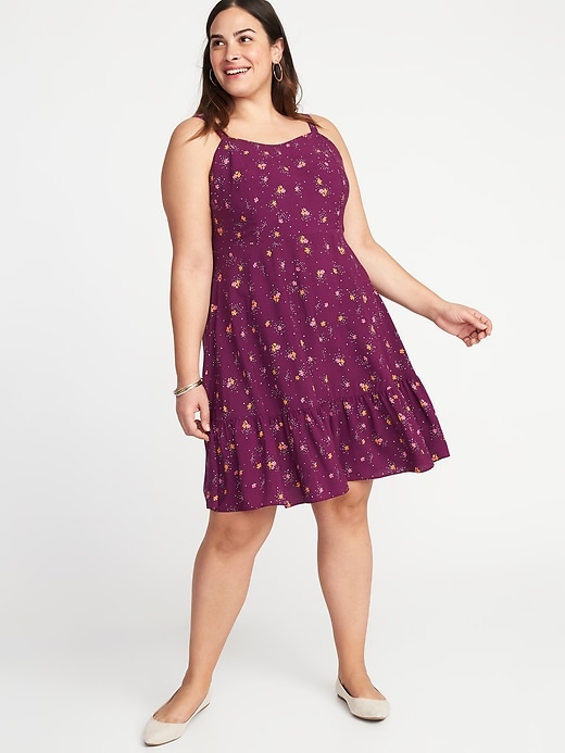 Image number 1 showing, Floral Fit & Flare Plus-Size Tiered Cami Dress