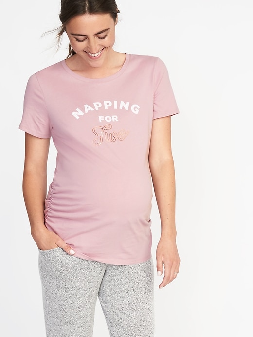 View large product image 1 of 1. Maternity EveryWear Graphic Crew-Neck Tee