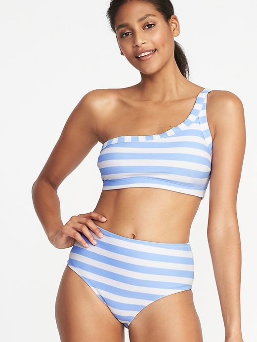 Image number 1 showing, Printed One-Shoulder Swim Top for Women