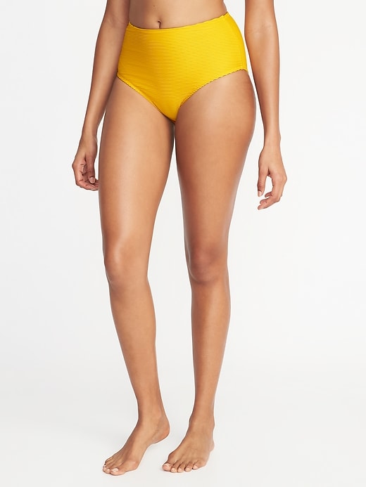View large product image 1 of 3. Mid-Rise Textured-Stripe Swim Bottoms for Women
