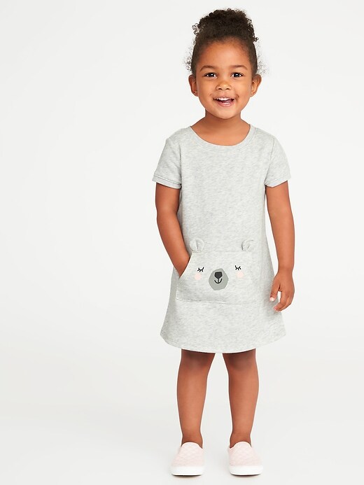 View large product image 1 of 3. French-Terry Bear-Critter Shift Dress for Toddler Girls