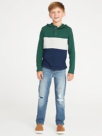 View large product image 3 of 3. Color-Blocked Henley Hoodie For Boys