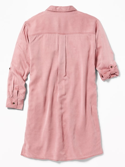View large product image 2 of 3. Soft Twill Utility Shirt Dress for Girls
